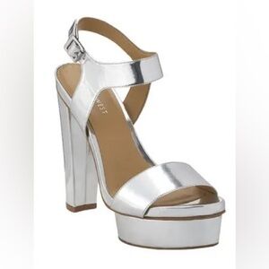 Nine West Platform Heels Disco Mirror Silver size 9.5
